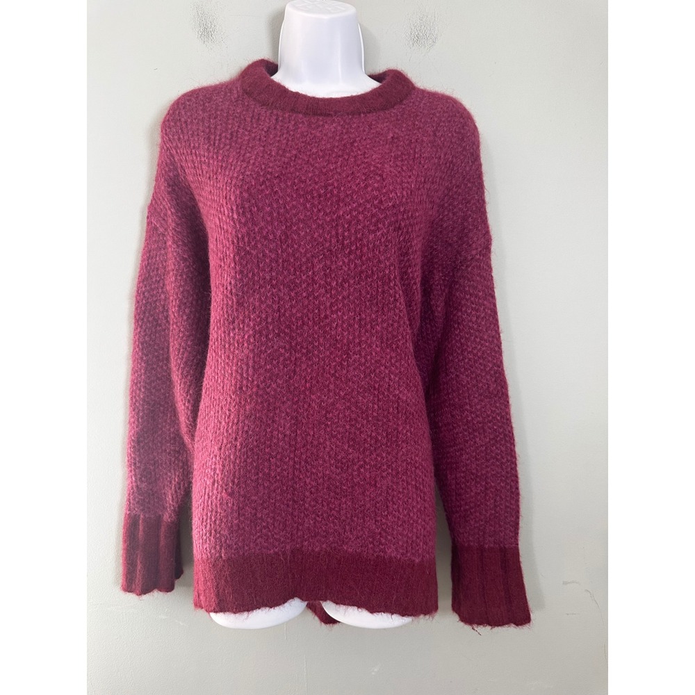 Banana Republic Magenta Alpaca Blend Italian Yarn Oversized Crewneck Sweater S